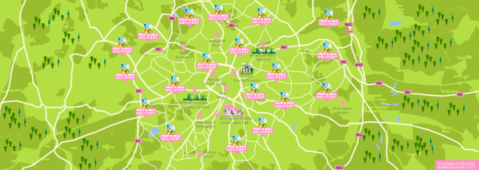 Birmingham Fruit and Milk Delivery Areas